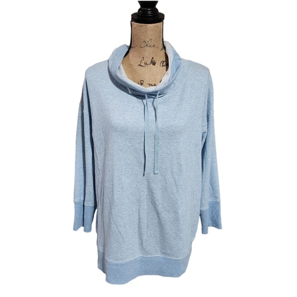 TALBOTS Blue Heathered Mock Turtleneck Tunic‎ Length Shirt Plus Size 1X - Picture 1 of 6